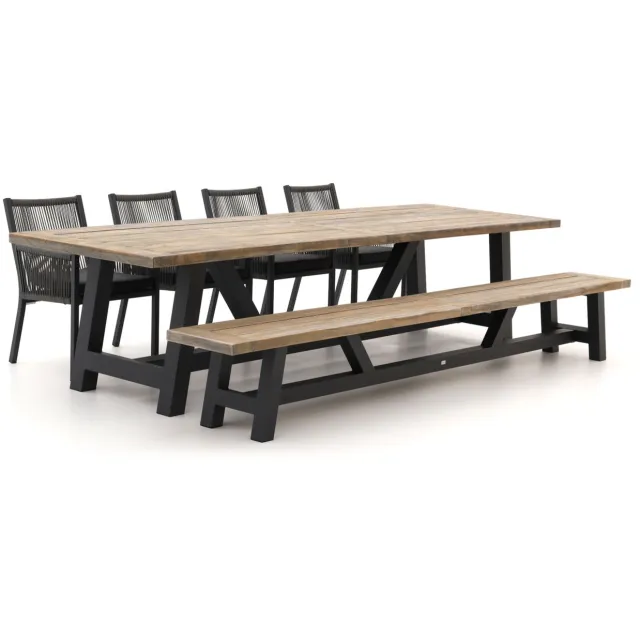 Manifesto Furniture Manifesto Rivola/Bresimo 330cm dining tuinset met bank 6-delig grijs