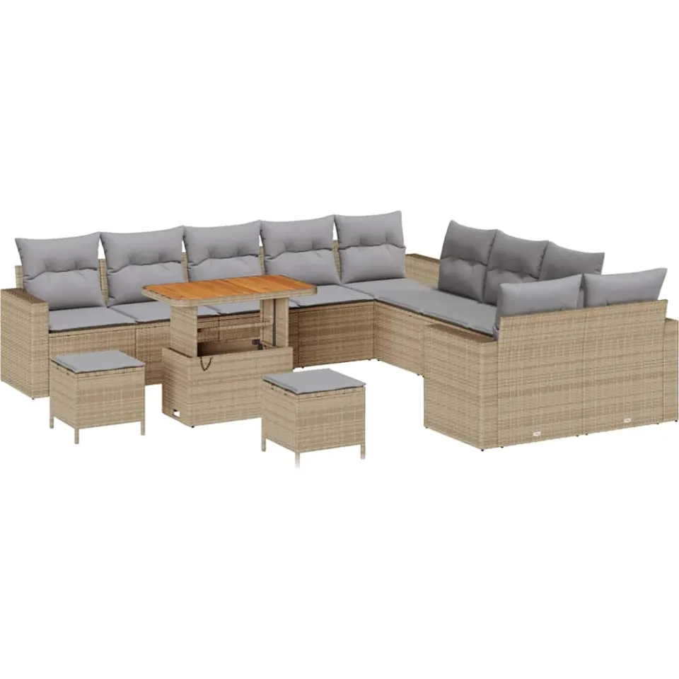 vidaXL Tuinbankenset 13 st Beige poly rattan