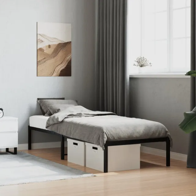 vidaXL Bedframe metaal zwart 75 x 190 cm