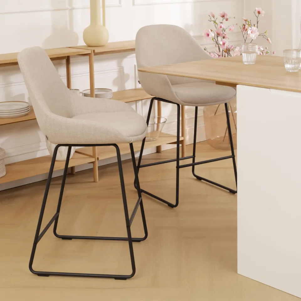 Nolon Nino-Isa barkruk beige - zwart onderstel - 75 cm, foto 2