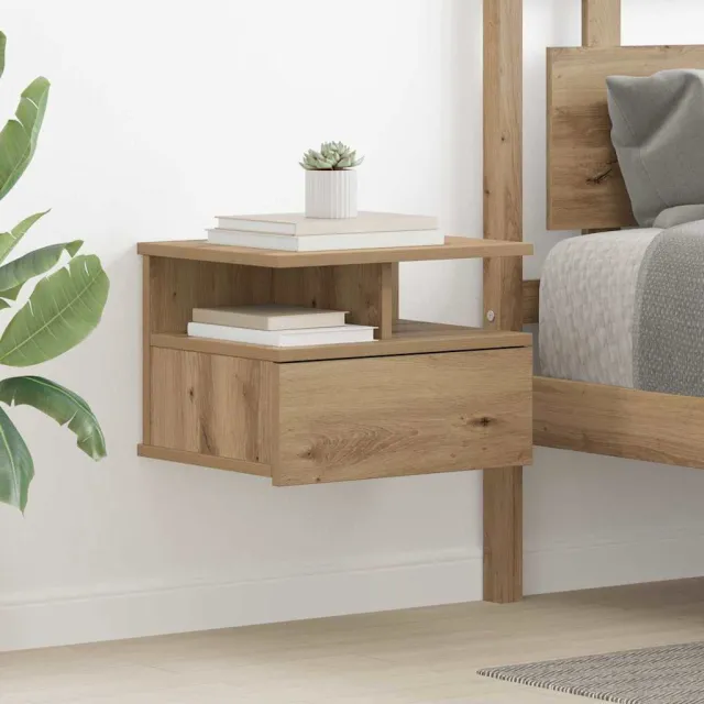 vidaXL Vliegend Nachtkastje Artisan Eiken 40 x 31 x 28 cm Bewerkt hout, foto 2