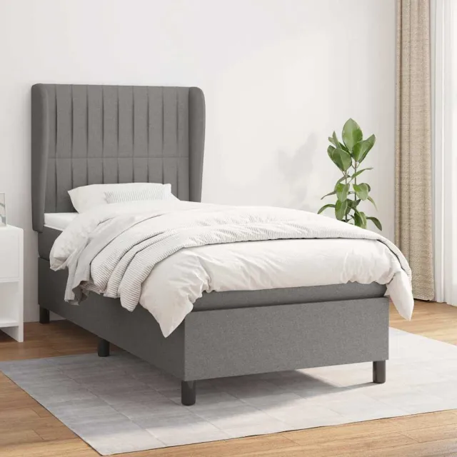 vidaXL Boxspring met matras stof donkergrijs 90x190 cm grijs