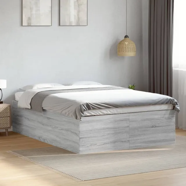 vidaXL Bedframe bewerkt hout grijs sonoma eikenkleurig 120x190 cm