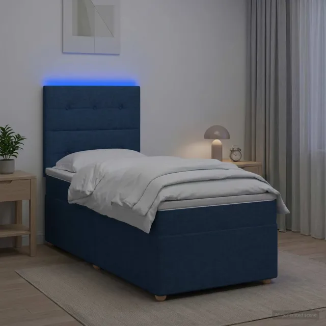 vidaXL Boxspringbed met matras met hoofdeinde Blauw 100 x 200 cm Stof