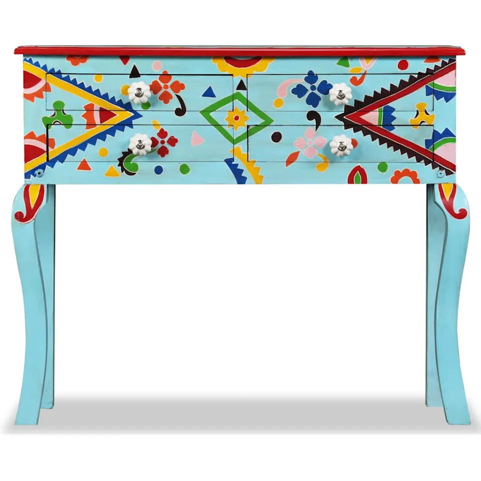 vidaXL Wandtafel handgeschilderd massief mangohout blauw, foto 3
