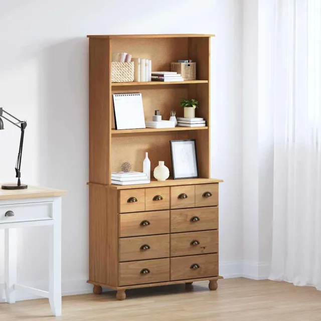 vidaXL Hutch ASKIM Honing Wax 91 x 40 x 184 cm Massief grenenhout bruin, foto 2