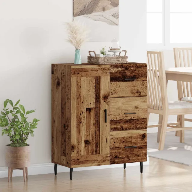 vidaXL Dressoir Oud Hout 69,5 x 34 x 90 cm Gemonteerd hout en ijzer Bruin