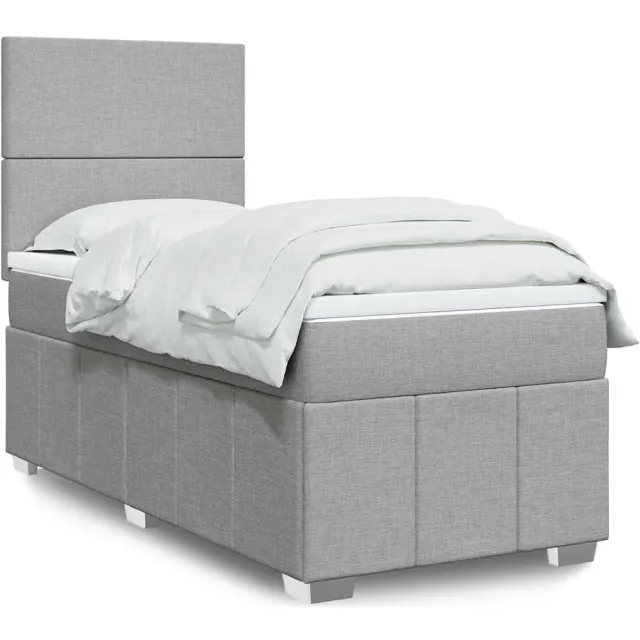 vidaXL Boxspring met matras stof lichtgrijs 80x200 cm grijs