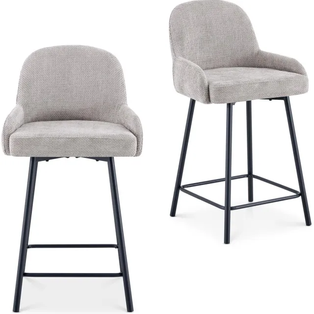 IDIMEX Barkrukken VIVIANNE-1, set van 2, gestoffeerd – beige