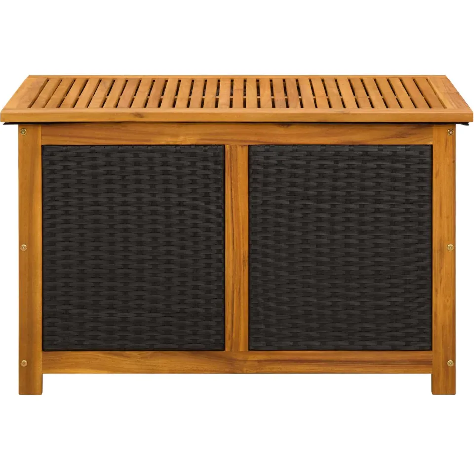vidaXL Tuinopslagdoos 141 L Massief Acaciahout 90 x 50 x 56 cm Zwart, foto 4