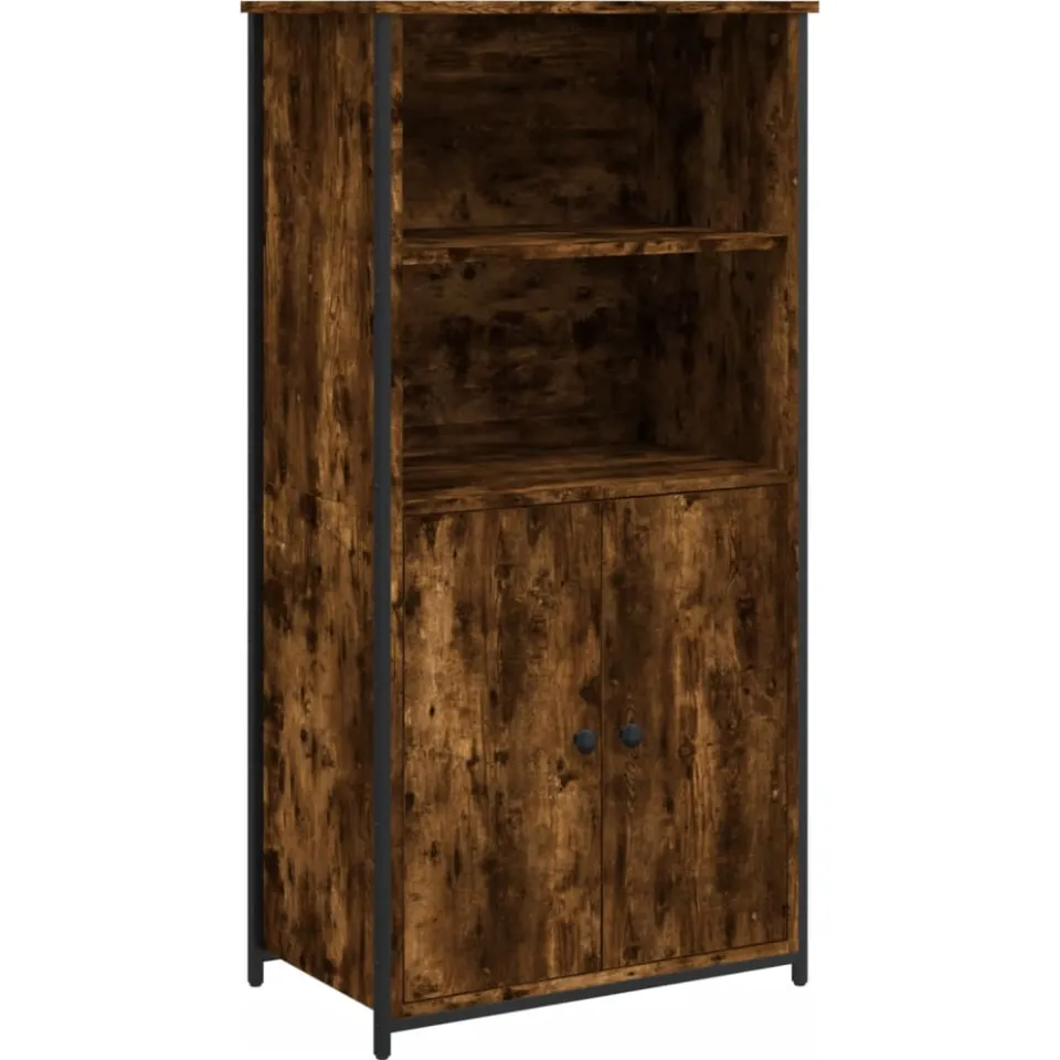 vidaXL Hoge kast 62x36x121,5 cm bewerkt hout gerookt eikenkleurig Bruin