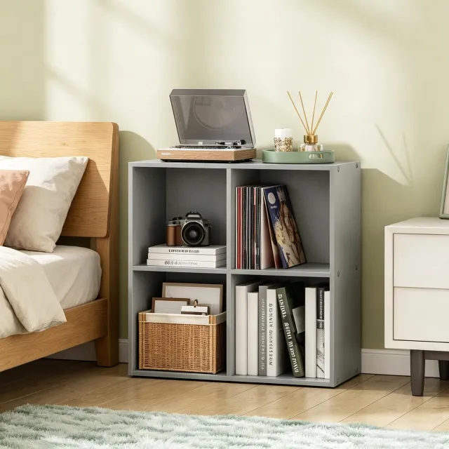 CHICFURN Boekenkast 59,6 cm - Open opbergen - 4 vakken - Woonkamer en kantoor - Hout - Grijs