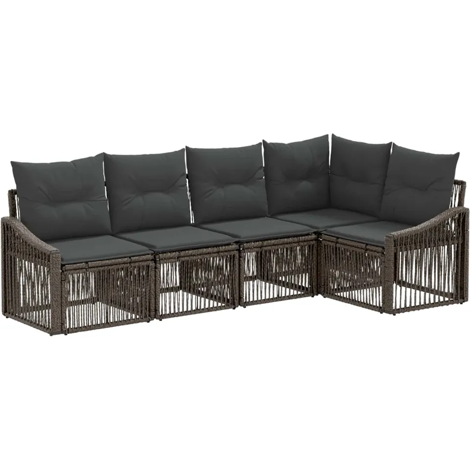 vidaXL Tuinbankenset 5 st 5-zits Grijs poly rattan, foto 3