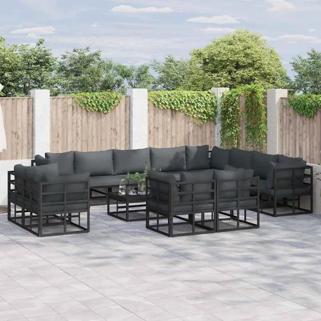 vidaXL Tuinbankenset 12 st Zwart Aluminium, foto 2