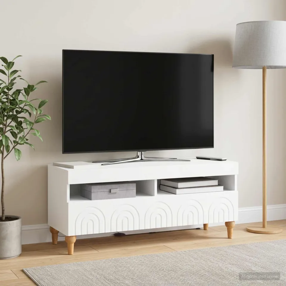 vidaXL LED tv-meubel ALKMAAR 100 x 35 x 43 cm Wit Bewerkt hout, foto 4