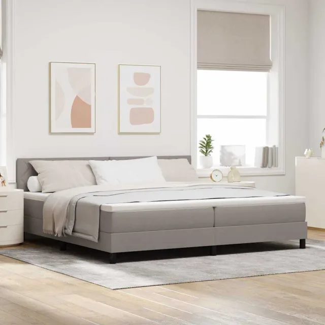 vidaXL Boxspringbed met hoofdeinde Taupe 200 x 200 cm Stof