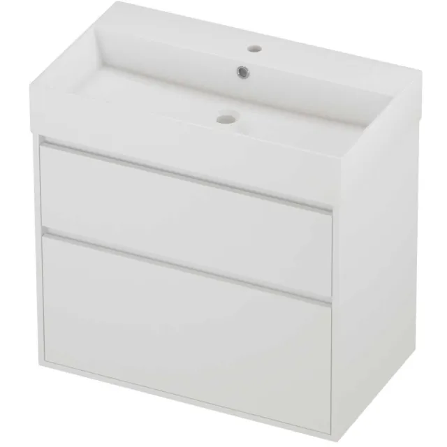 Proline Zara Badmeubelset Porselein Loft 1 Kraangat Greeploos 80x46x78 cm Glans Wit Mat White Mat Wit