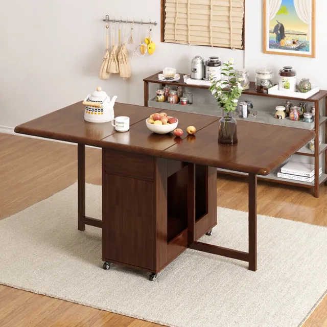 OLEYLUCKIDEA oleylucklive-Eettafel Inklapbare| Eettafel Uitschuifbaar| Opvouwbaar| Ruimtebesparend Klaptafel| Modern en Stijlvol| Donkere Walnoot| 130x80x75 cm bruin