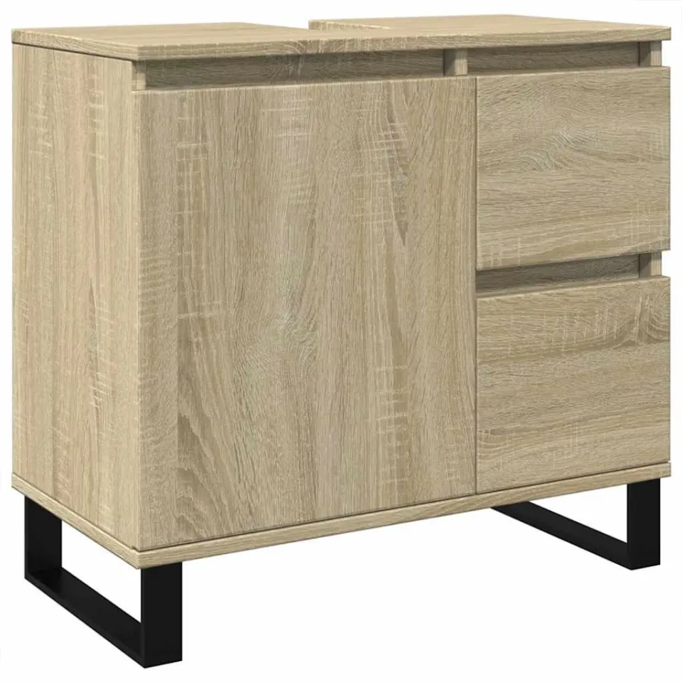 vidaXL Badkamerkast 65x33x60 cm bewerkt hout sonoma eikenkleurig, foto 3