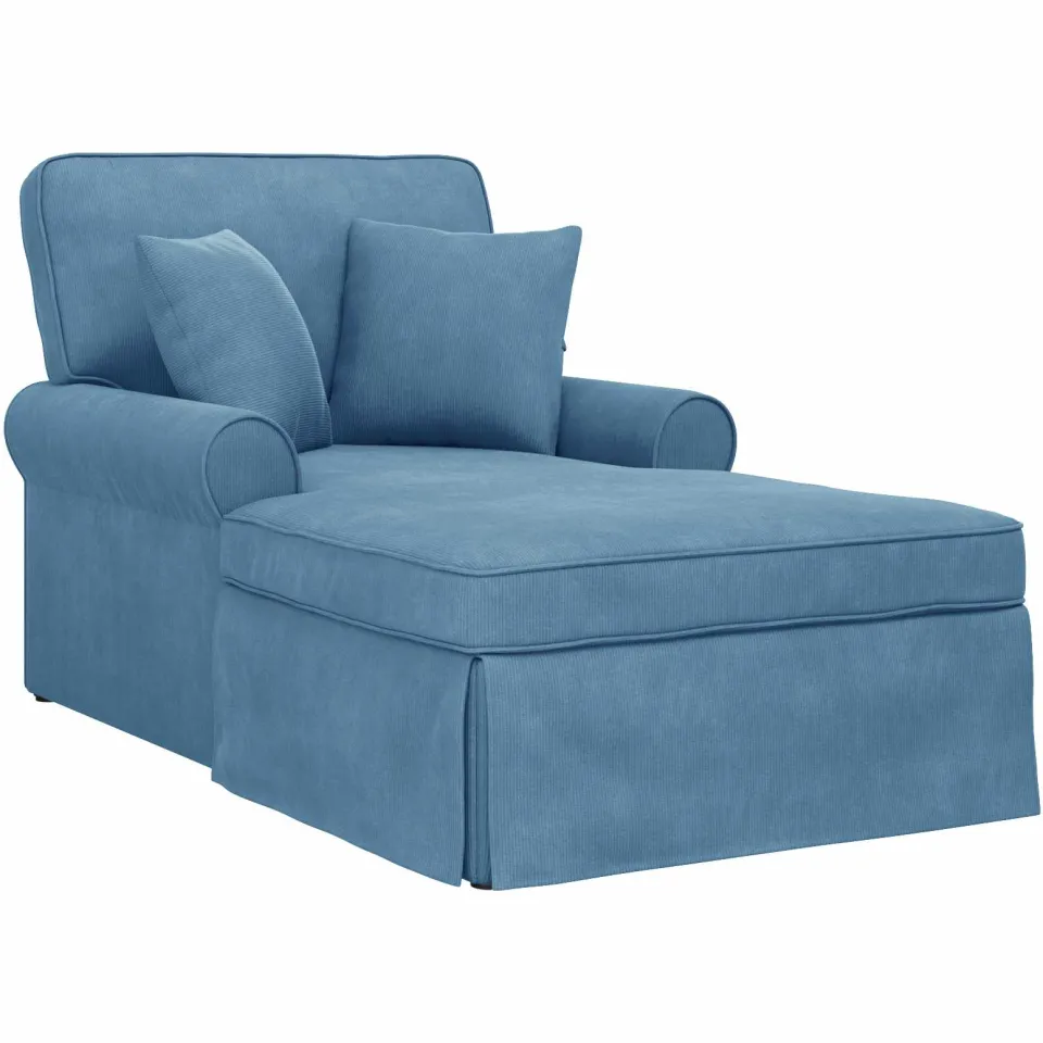 vidaXL Chaise Lounge met Rok 3 st Blauw Katoen Stof 91 x 157 x 91 cm, foto 4