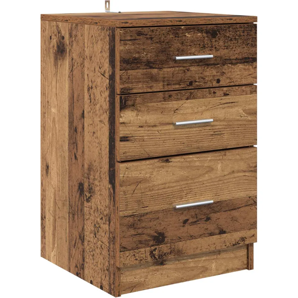 vidaXL Nachtkastje Oudhout 40 x 40 x 63 cm Bewerkt hout Bruin