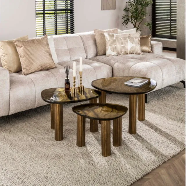 Meubelplaats Salontafel M Eclips - Goud antiek finish Naturel