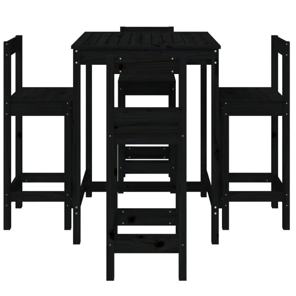 vidaXL 5-delige Barset massief grenenhout zwart