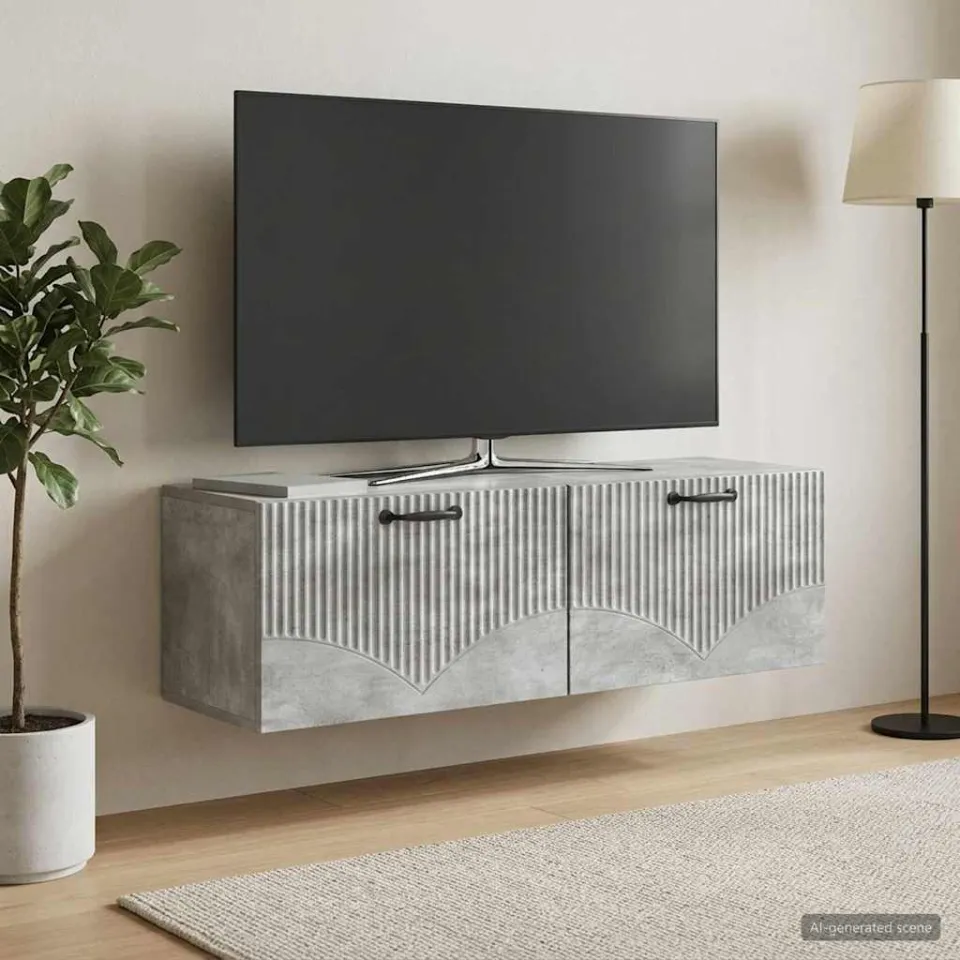 vidaXL Wandbeugel TV-kast Betongrijs 98 x 31 x 30 cm Bewerkt hout grijs, foto 4
