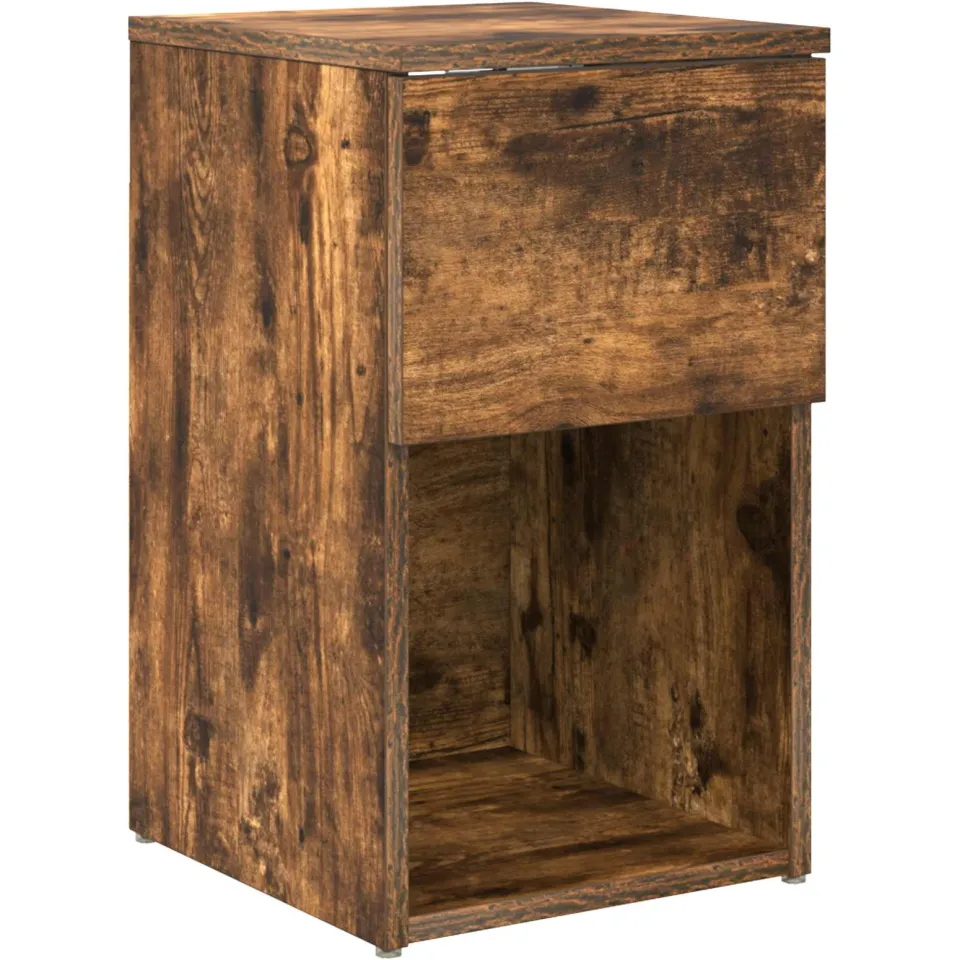 vidaXL Bed kast Gerookt eiken 29 x 31,5 x 49 cm Bewerkt hout Bruin