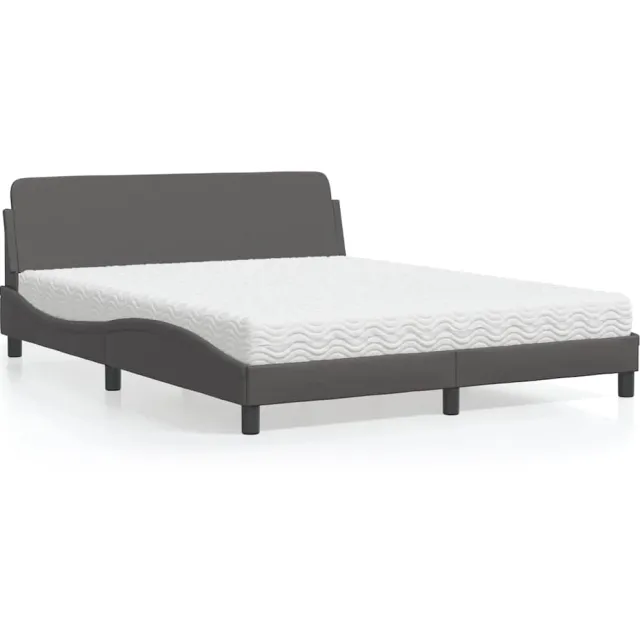 vidaXL Bed met matras "Dover" kunstleer grijs 160x200 cm