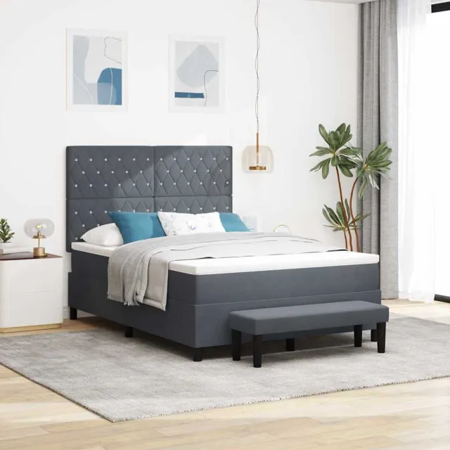 vidaXL Boxspring bed met hoofdeinde Donkergrijs 200 x 160 cm Fluweel