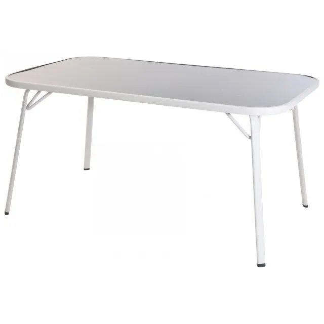 Pro Garden Tuintafel 150 x 90 cm Staal/Glas Wit/Grijs