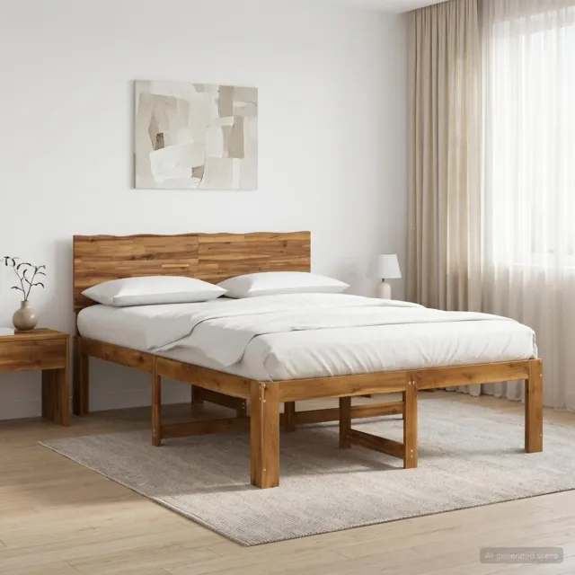 vidaXL Tweepersoonsbed met hoofdeinde ROSTOCK Naturel 140 x 200 cm Bruin