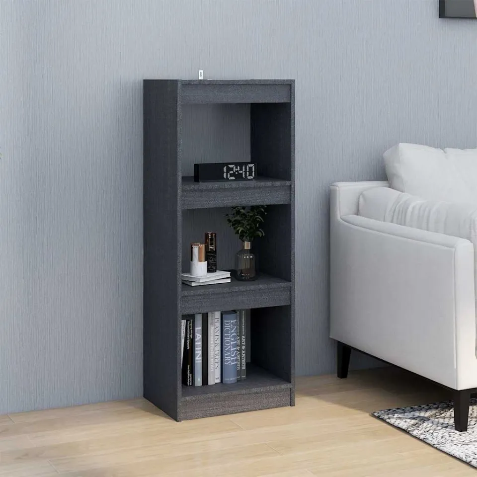 vidaXL Boekenkast/kamerscherm 40x30x103,5 cm massief grenenhout grijs, foto 2