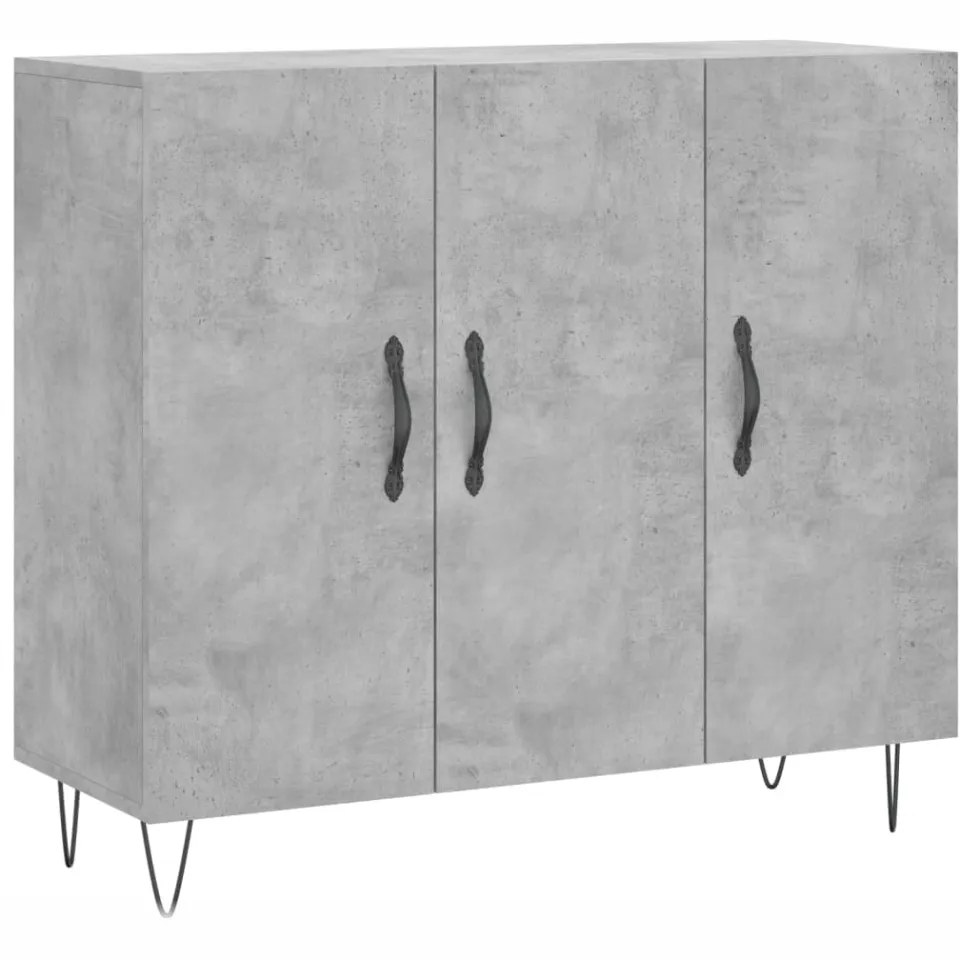 vidaXL Dressoir 90x34x80 cm bewerkt hout betongrijs grijs, foto 3
