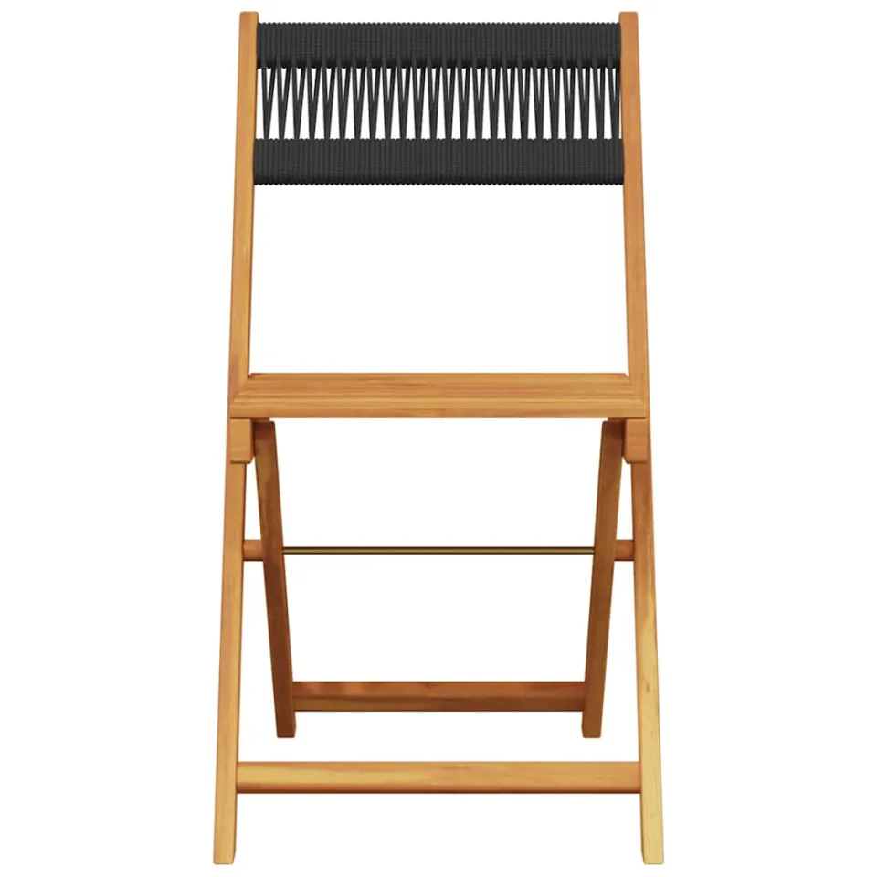 vidaXL 3-delige Bistroset polypropeen en massief hout zwart