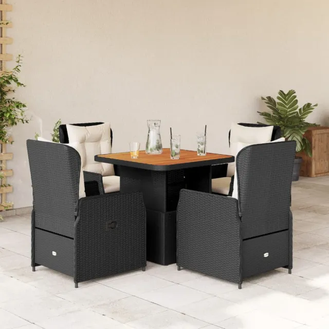vidaXL 5-delige Tuinset met kussens poly rattan zwart, foto 2