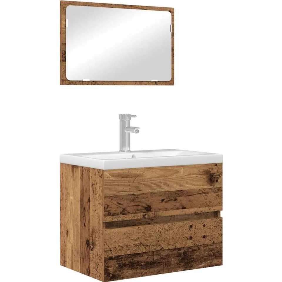 vidaXL Badkamermeubelset 2 st Oud Hout 57 x 37 x 45 cm Bruin