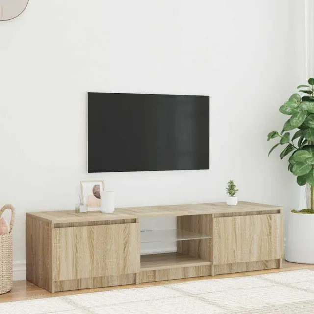 vidaXL Tv-meubel LED-verlichting 140x40x36 cm gerookt eikenkleurig Bruin