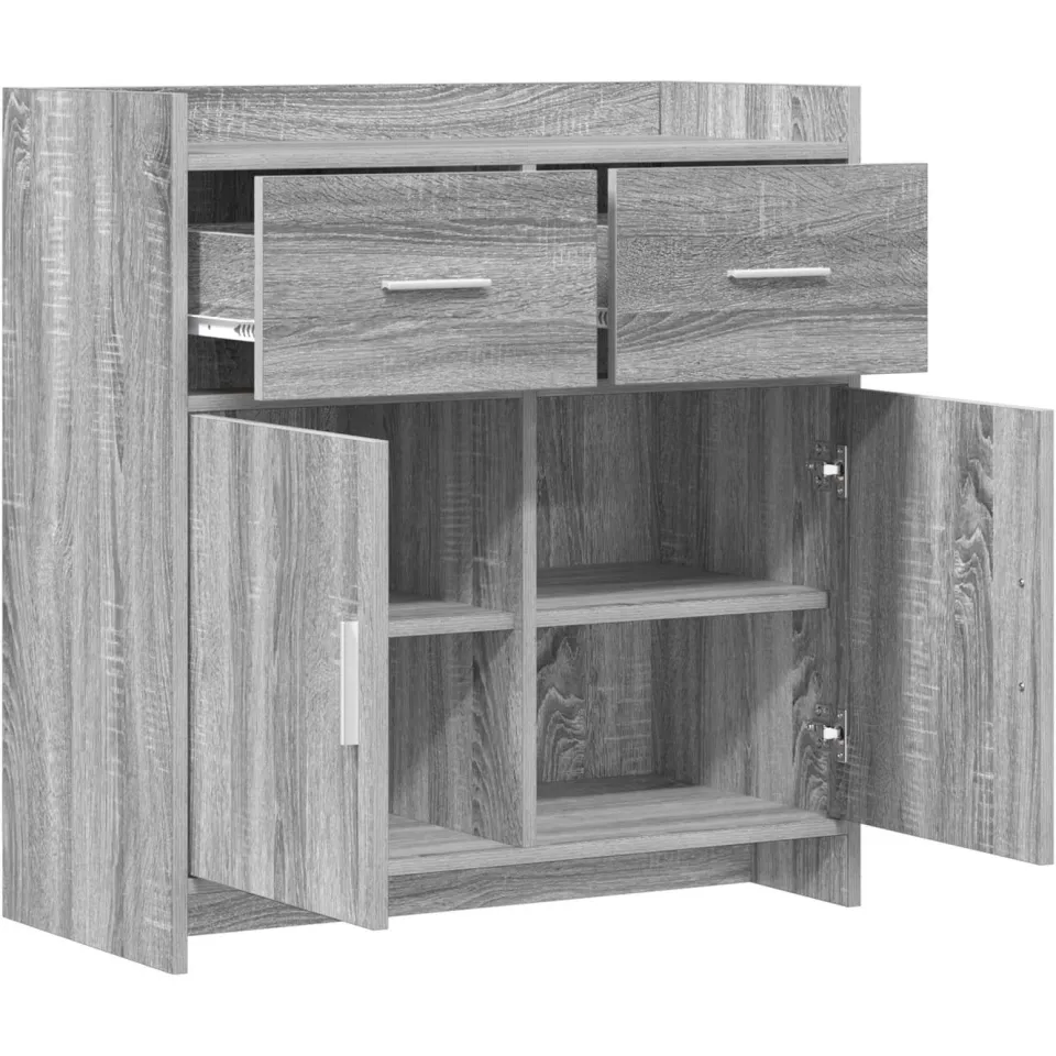 vidaXL Dressoir Grijs Sonoma 75 x 36 x 80 cm Bewerkt hout, foto 4