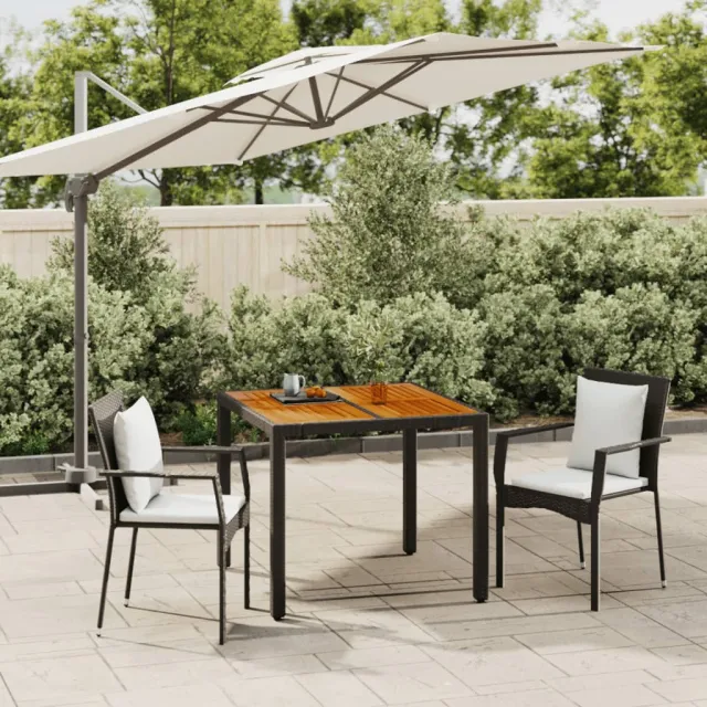 vidaXL 3-delige Tuinset met kussens poly rattan zwart, foto 2