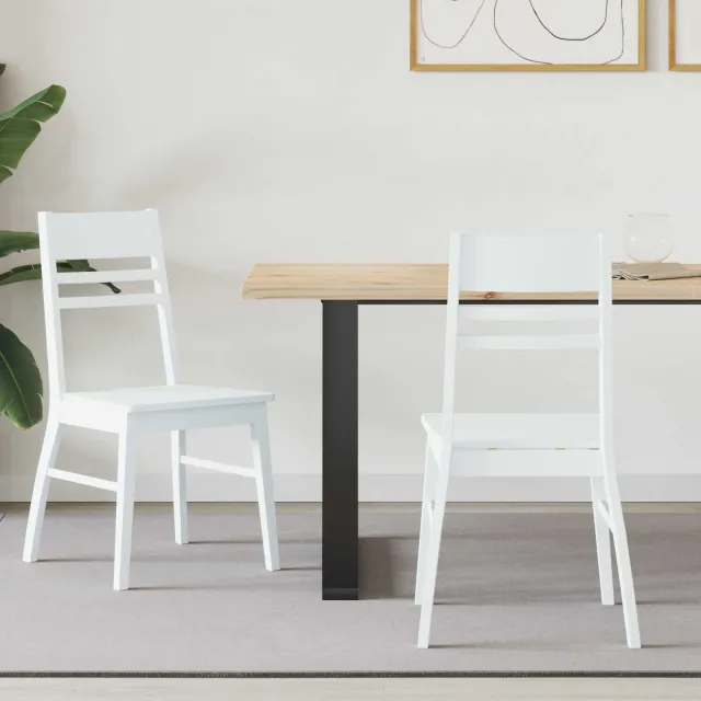 vidaXL Eettafelstoelen 2 st Massief Rubberhout Wit 43 x 54 x 89 cm