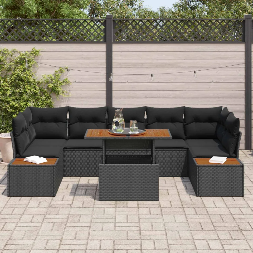vidaXL Tuin Sofa Set 8 st Zwart Poly riet, foto 3