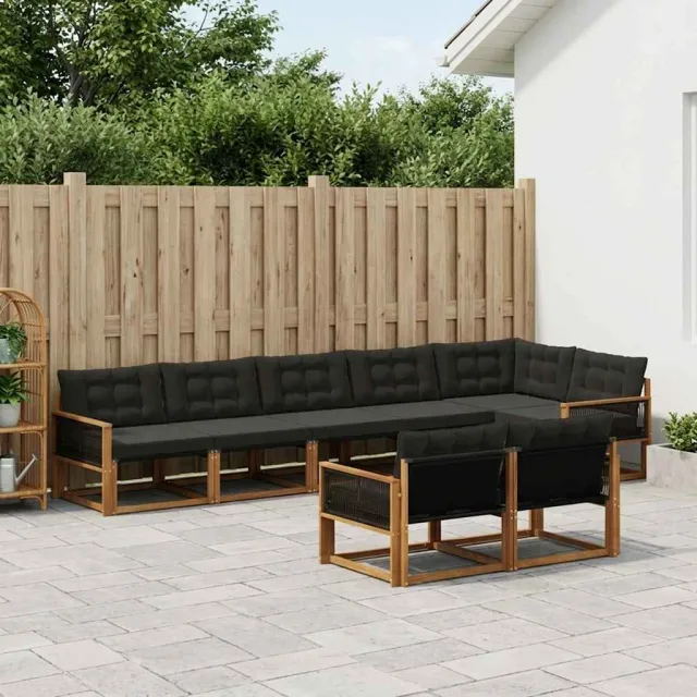 vidaXL Buiten bankenset 8 st 8-zits Naturel en Zwart
