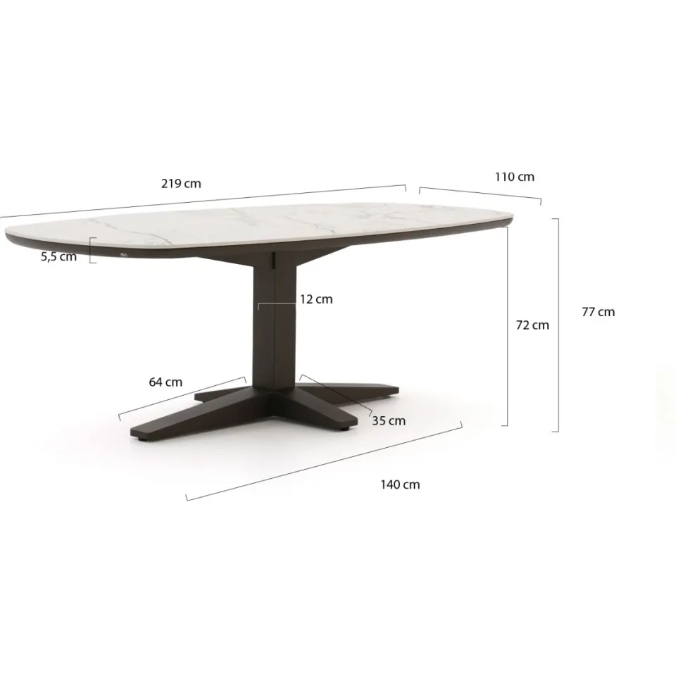 Apple Bee Zanzibar Deens Ovaal dining tuintafel 220x110x77cm taupe, foto 2