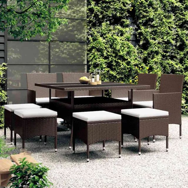 vidaXL 9-delige Tuinset poly rattan bruin, foto 2