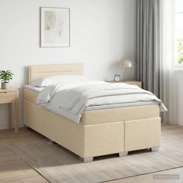 vidaXL Boxspringbed met matras Crèmekleurig 120 x 200 cm Stof
