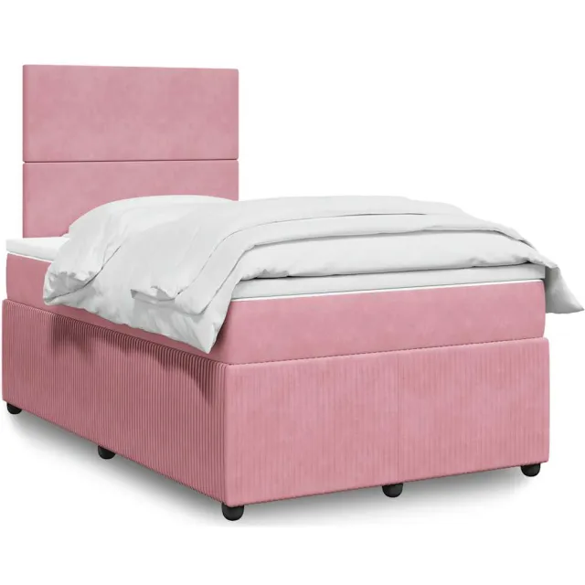vidaXL Boxspring met matras fluweel roze 120x190 cm