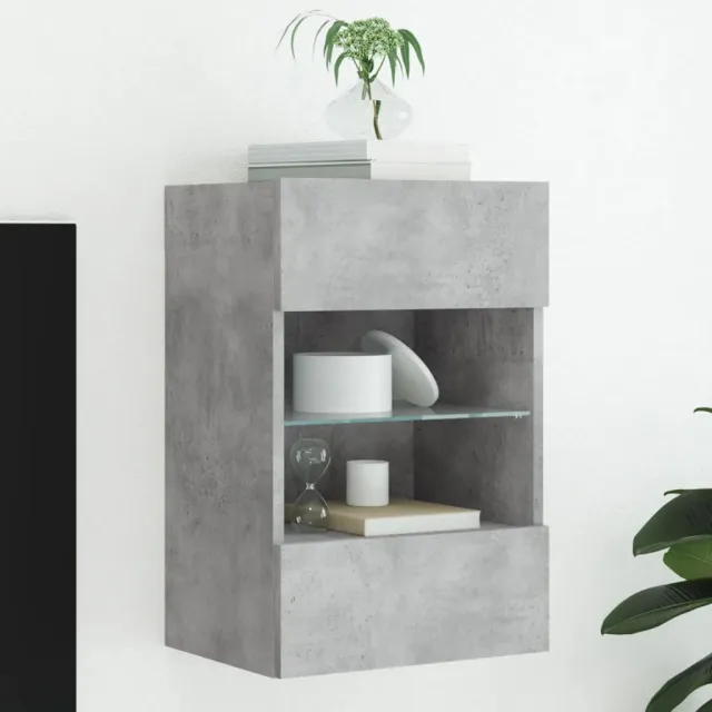 vidaXL Tv-wandmeubel met LED-verlichting 40x30x60,5 cm betongrijs grijs, foto 2