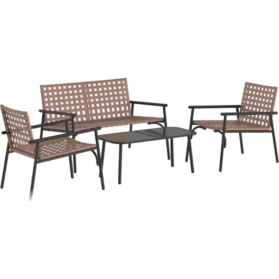 vidaXL Tuin eettafelset 4 st Bruin poly rattan